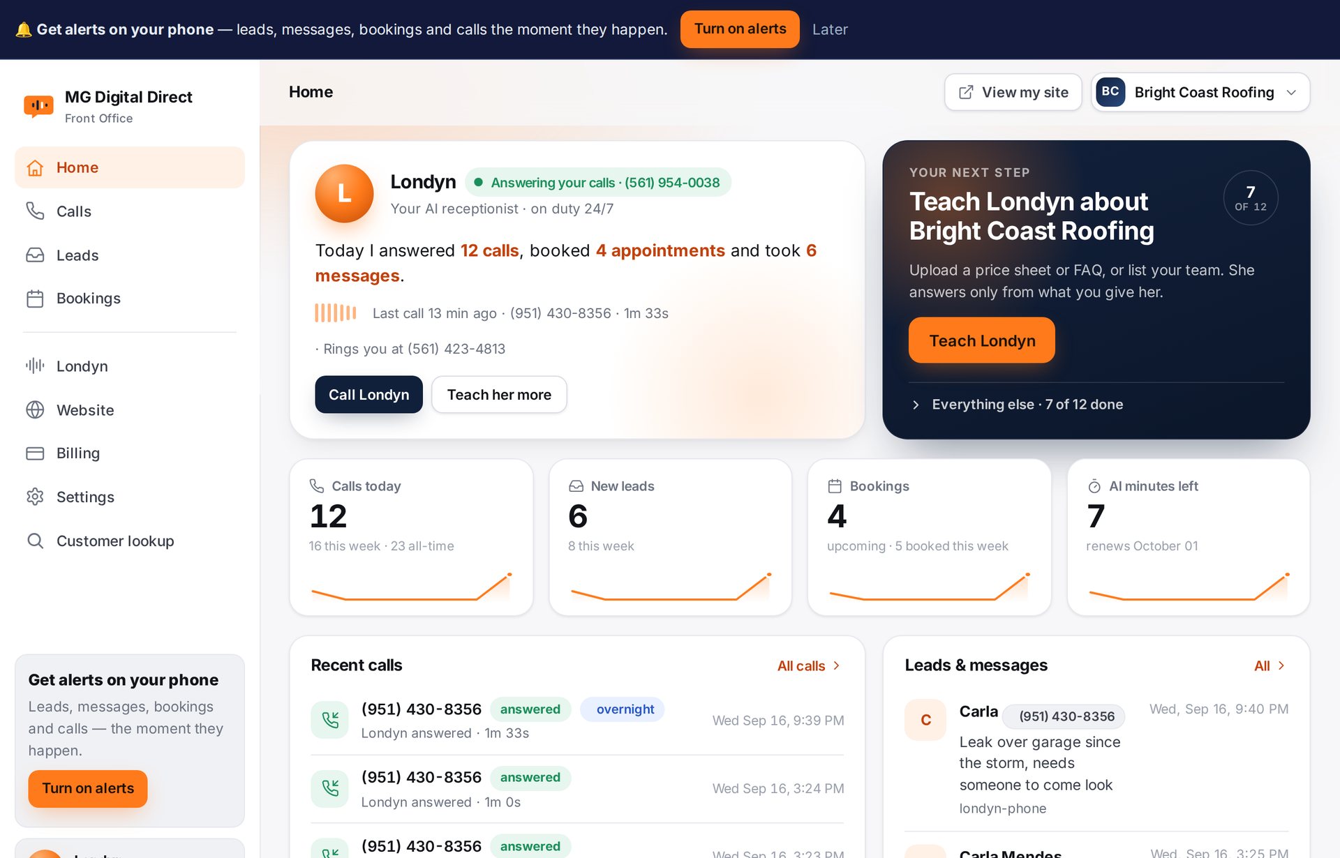 Front Office home screen